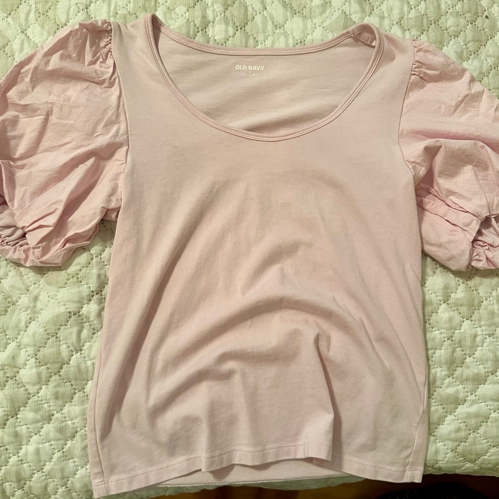 Old Navy Light Pink Puff Sleeve Blouse